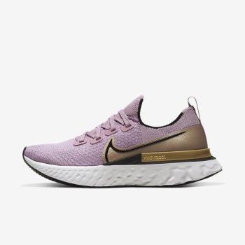 Nike React Infinity Run Flyknit - Női Túracipő - Lila/Metal Arany/Platina/Fekete